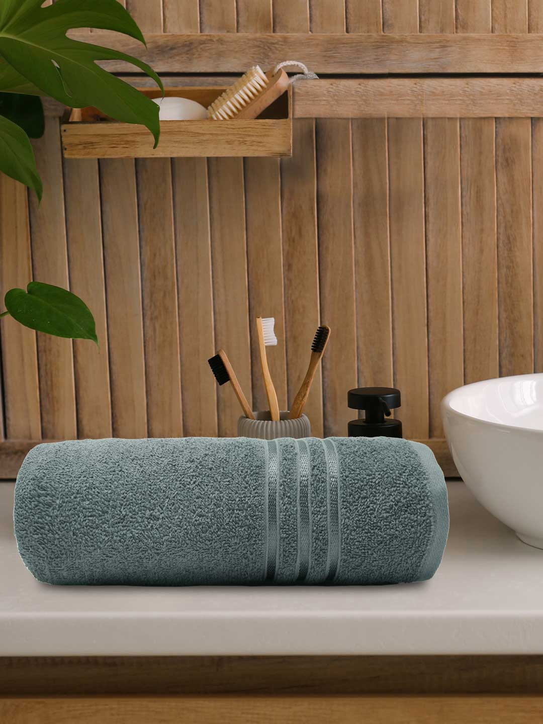 MYTRIDENT Brown 400 GSM Pure-Cotton Bath Towel, Grey