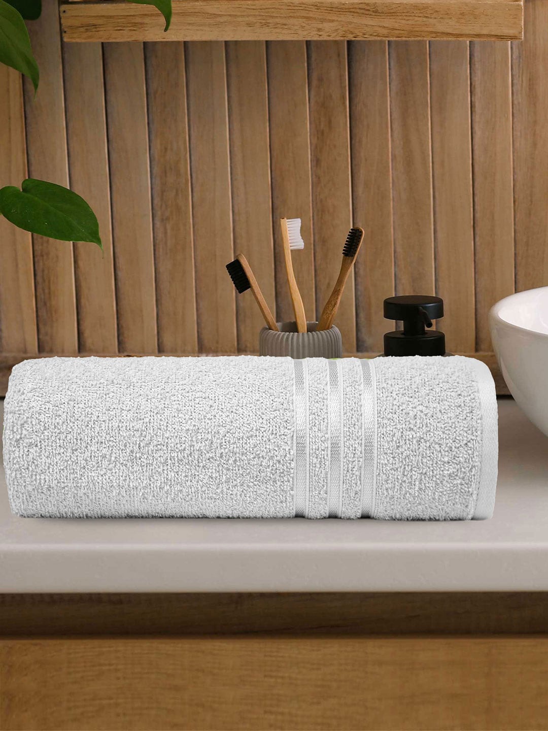 MYTRIDENT Grey 400GSM Pure-Cotton Bath Towel