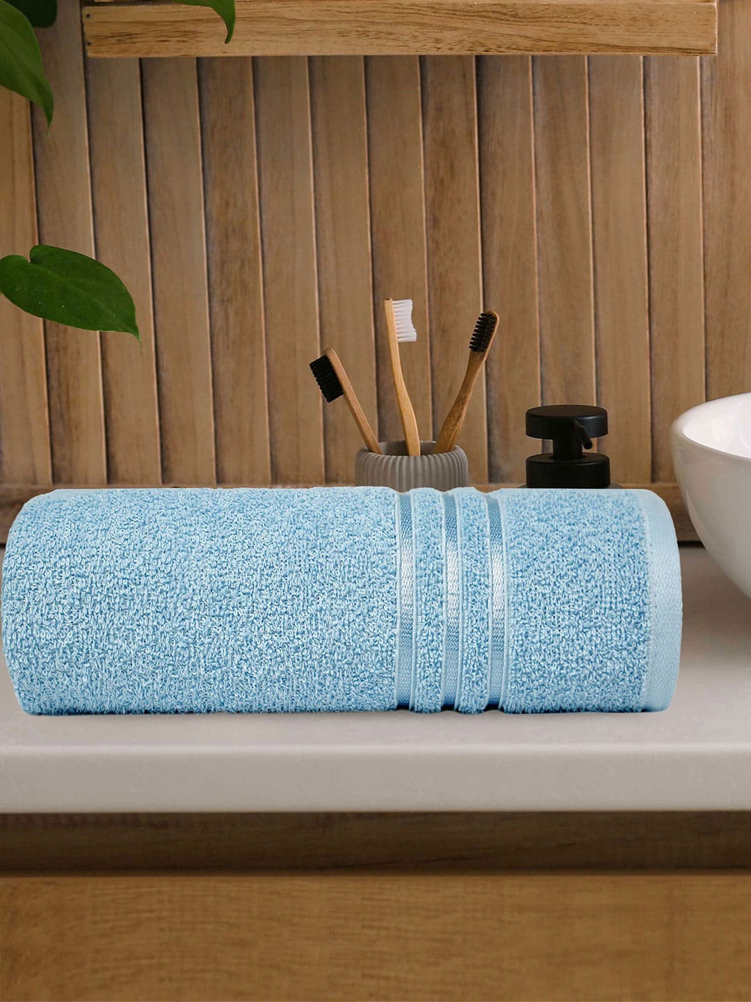 

MYTRIDENT Blue Self-Designed 400 GSM Pure Cotton Bath Towel