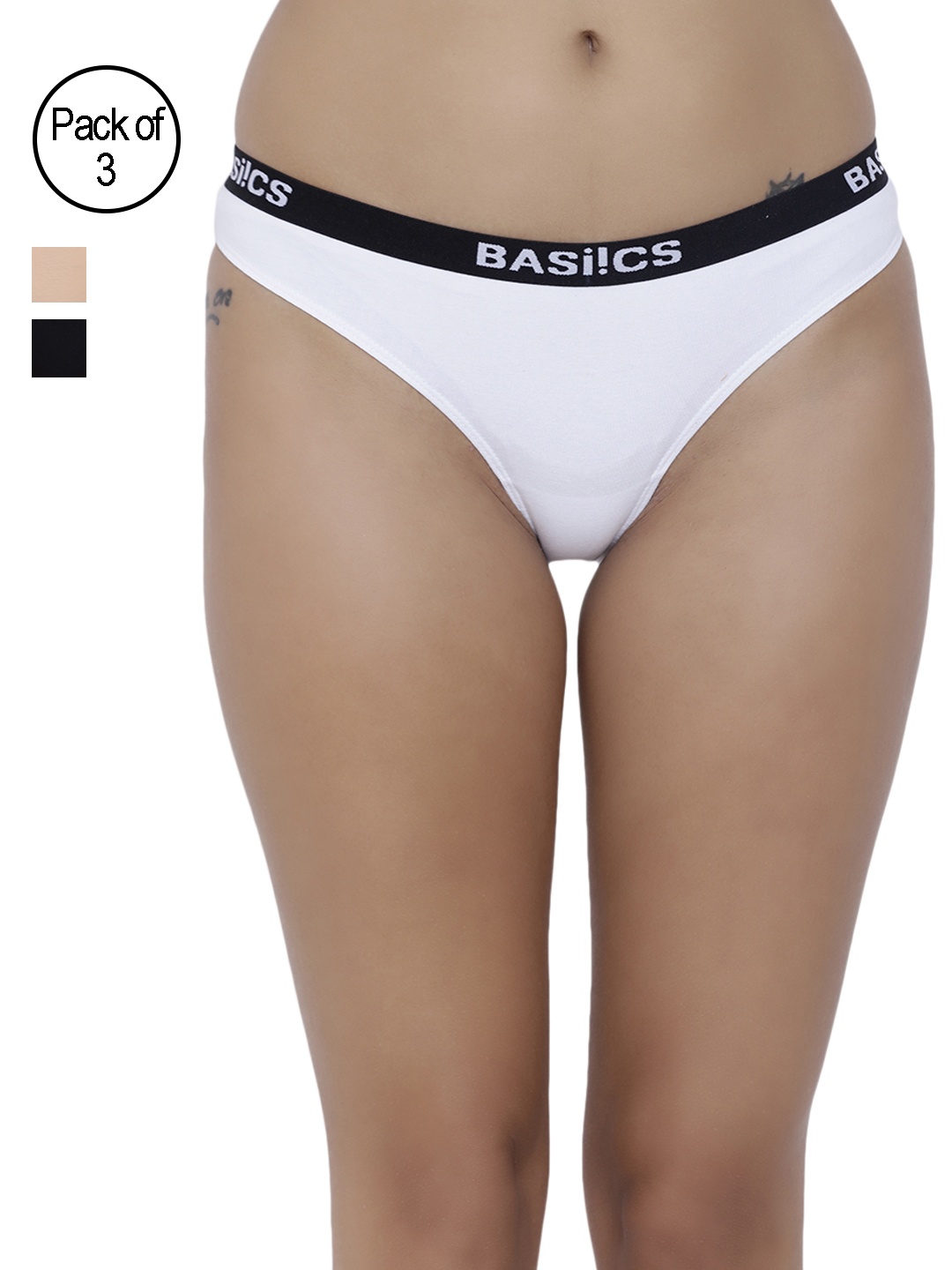 

BASIICS by La Intimo Women Pack of 3 Assorted Bikini Briefs BCPBR080C25L, Black