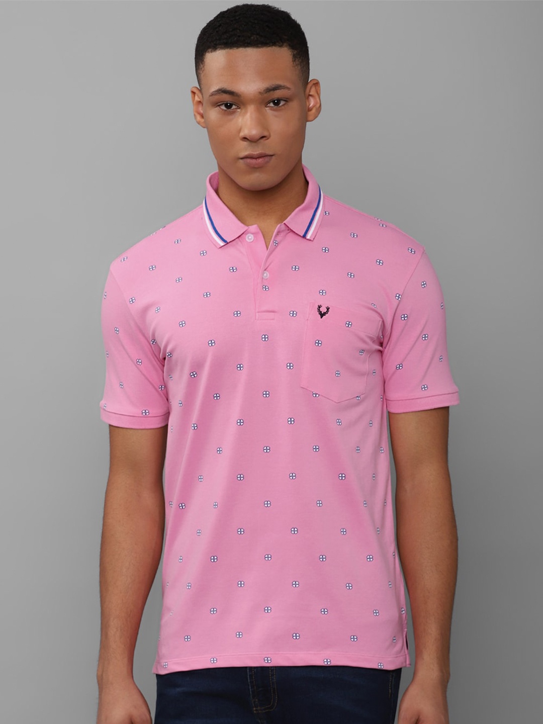 Allen Solly Polo Collar Pure Cotton T-shirt, Pink