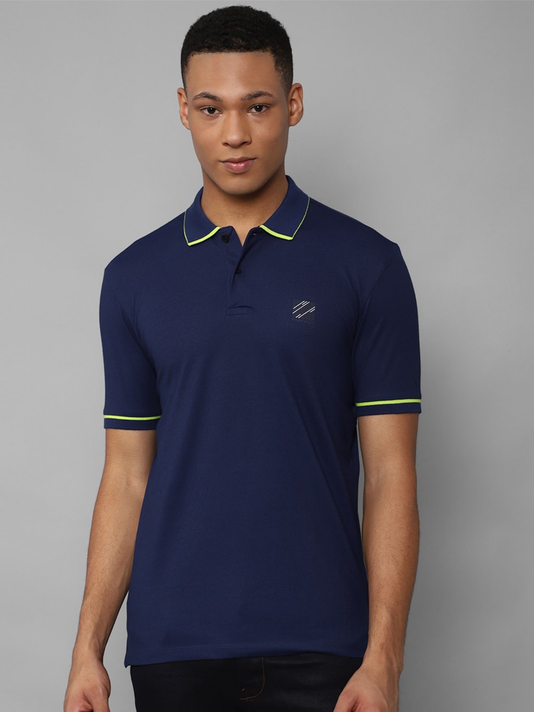 Allen Solly Polo Collar Pure Cotton T-shirt, Blue