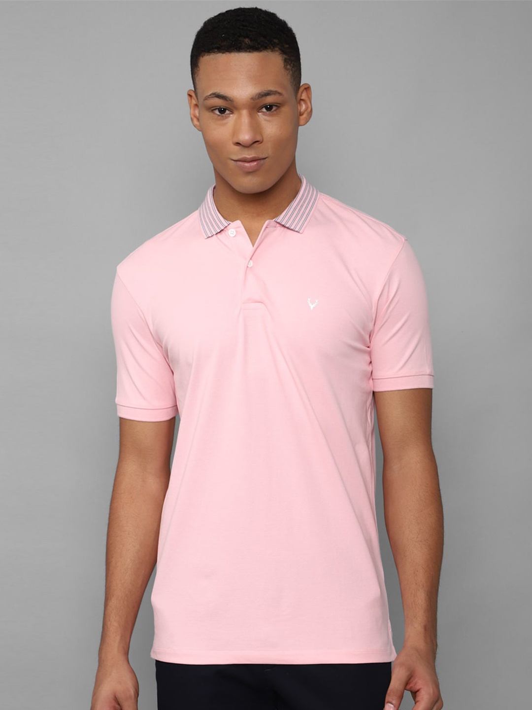 Allen Solly Polo Collar Pure Cotton T-shirt, Pink