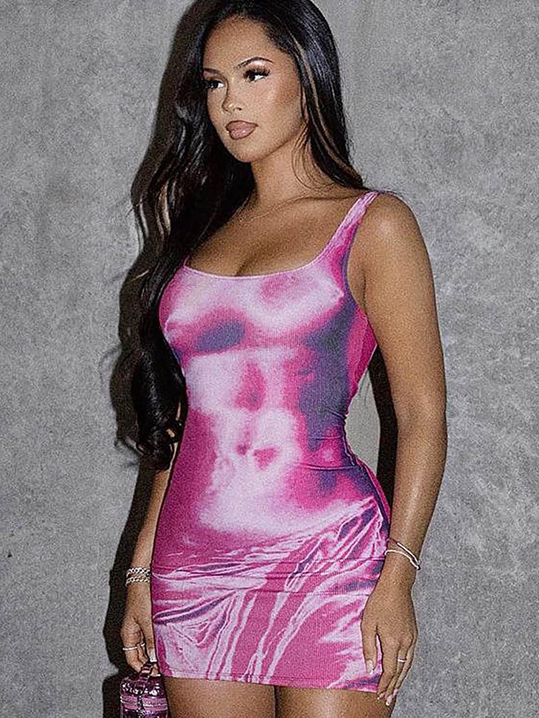 

LULU & SKY Abstract Printed Bodycon Mini Dress, Pink