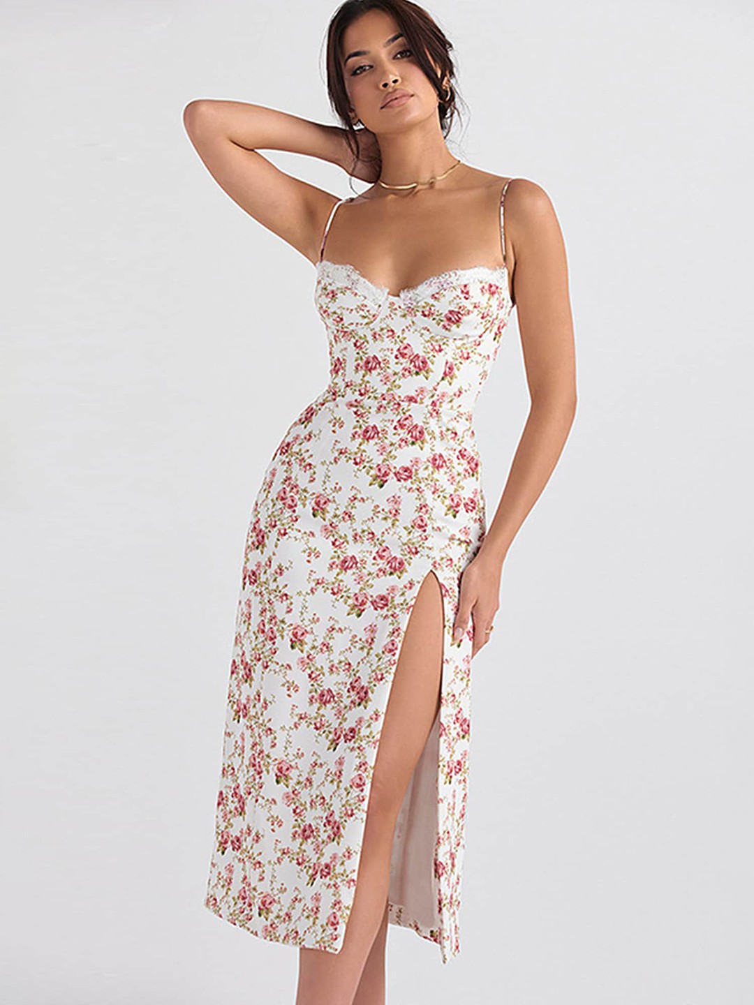 

LULU & SKY Floral Print Fit & Flare Midi Dress, Red