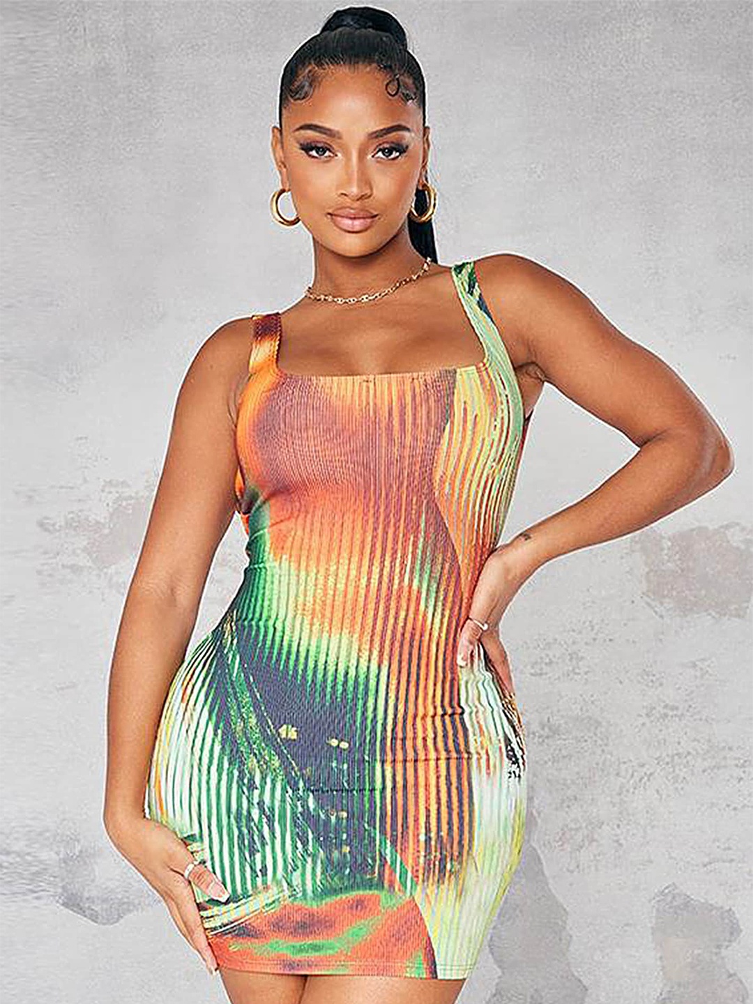 

LULU & SKY Abstract Printed Bodycon Mini Dress, Orange