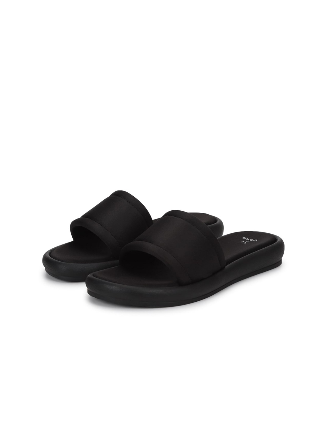 

yoho Open Toe Slip-On Flats, Black