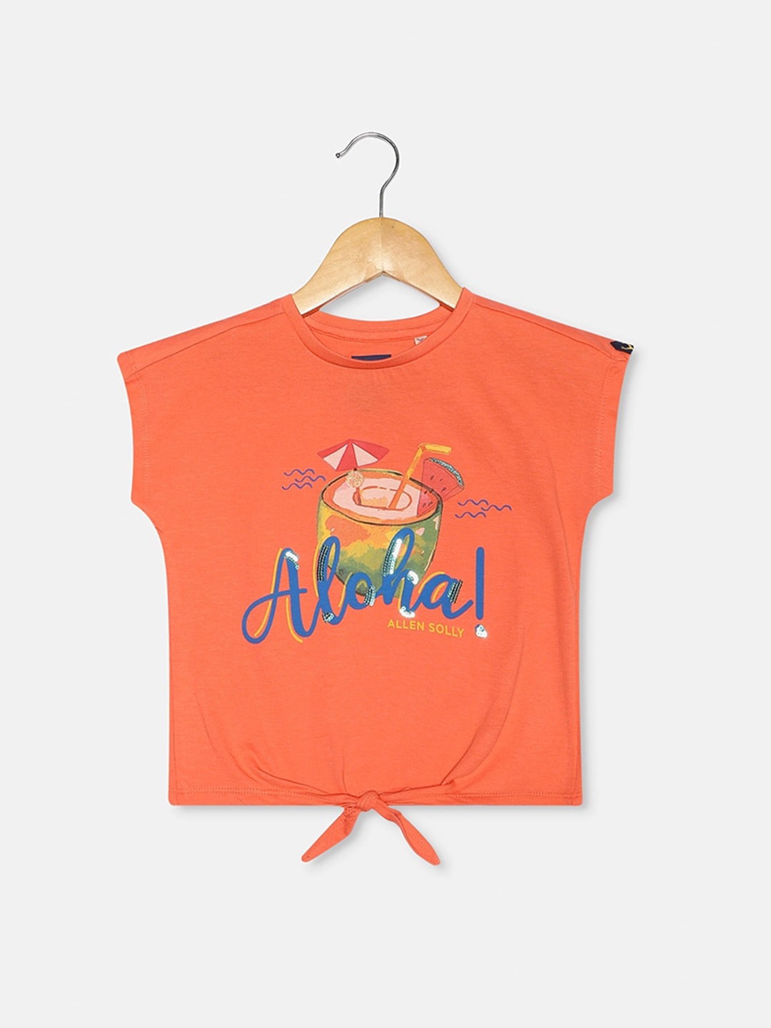 

Allen Solly Junior Girls Typography Printed Pure Cotton Top, Orange