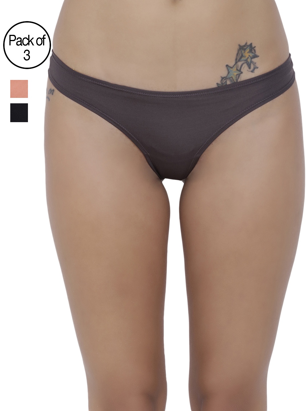 

BASIICS by La Intimo Pack of 3 Assorted Thong Briefs BCPSS010C2FG, Multi