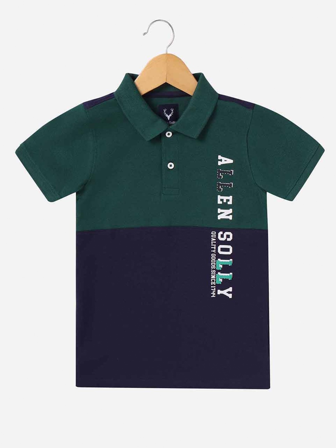 

Allen Solly Junior Boys Colourblocked Polo Collar Regular Fit Cotton T-Shirt, Navy blue