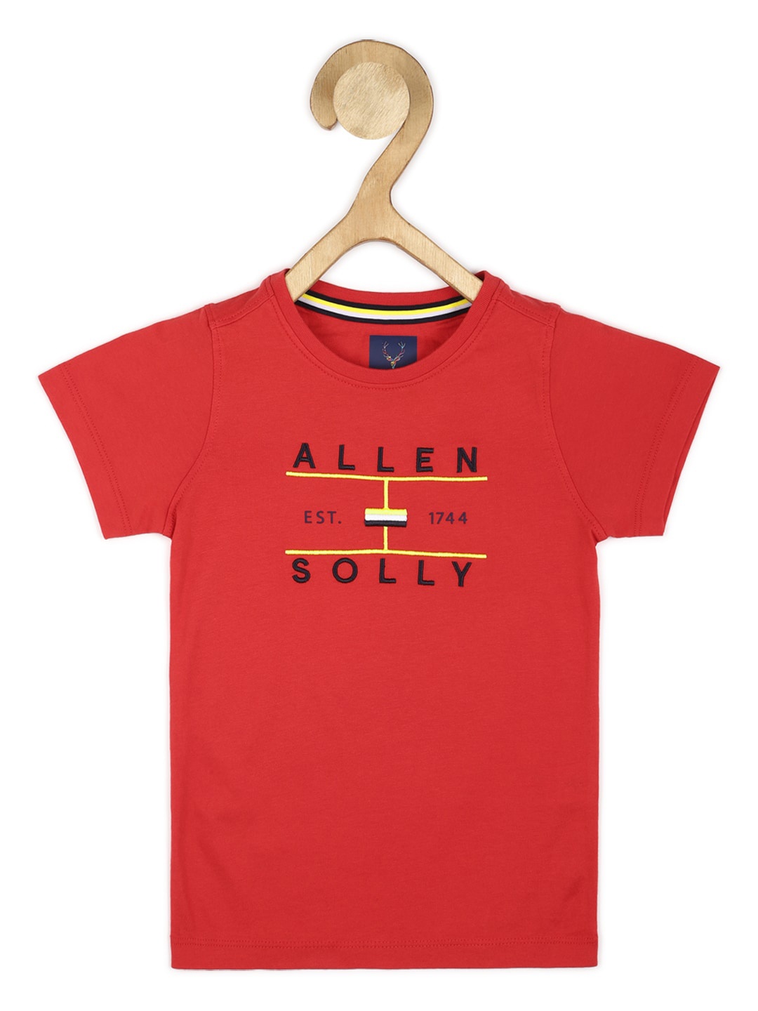 Allen Solly Junior Boys Brand Logo Printed Cotton T-shirt, Red