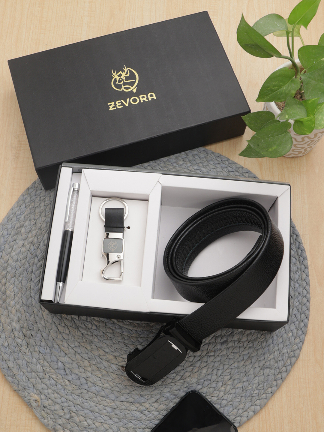 

ZEVORA Men Leather Accessory Gift Set, Black