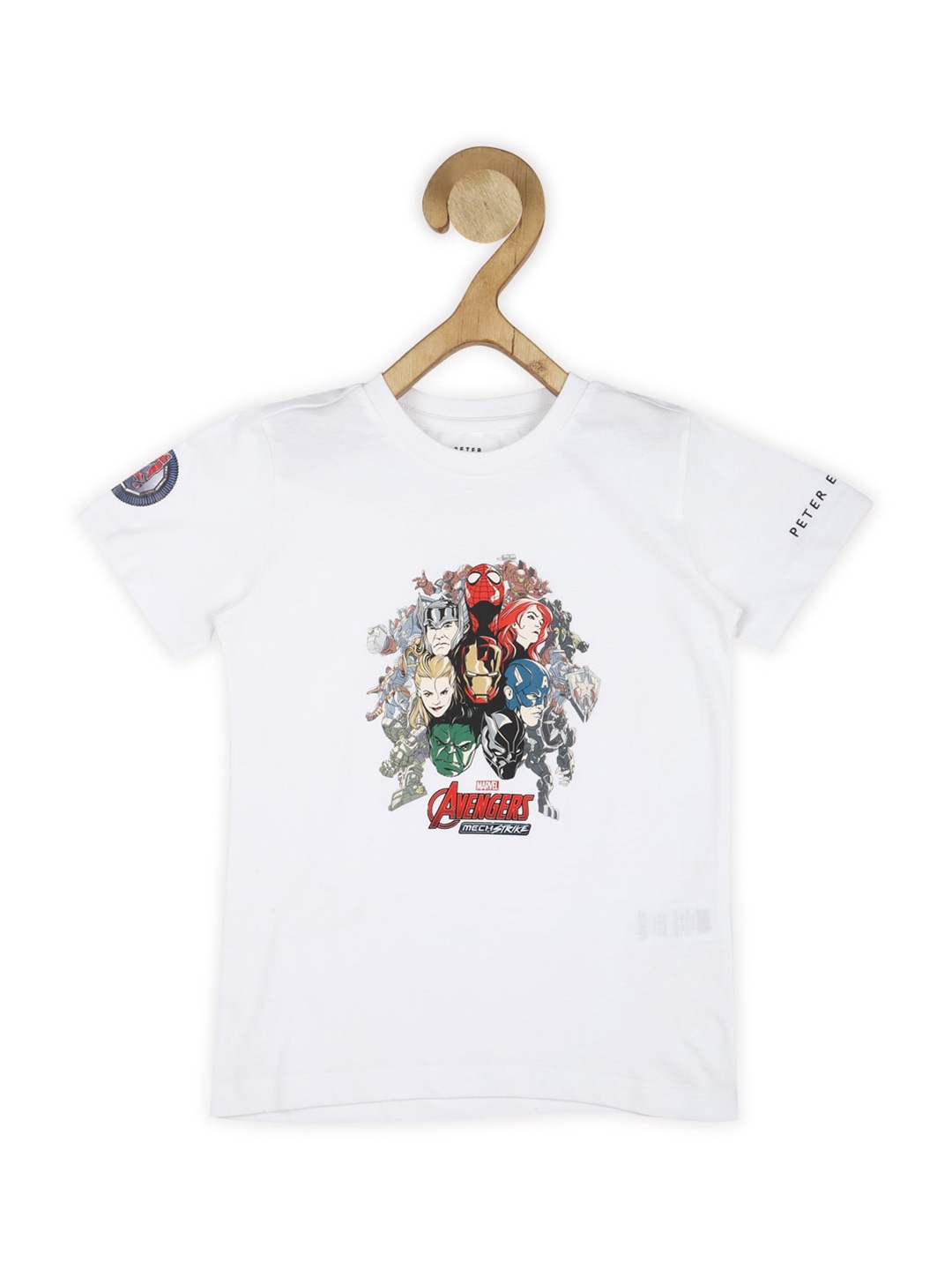 

Peter England Boys Graphic Marvel Printed Pure Cotton Casual T-shirt, White