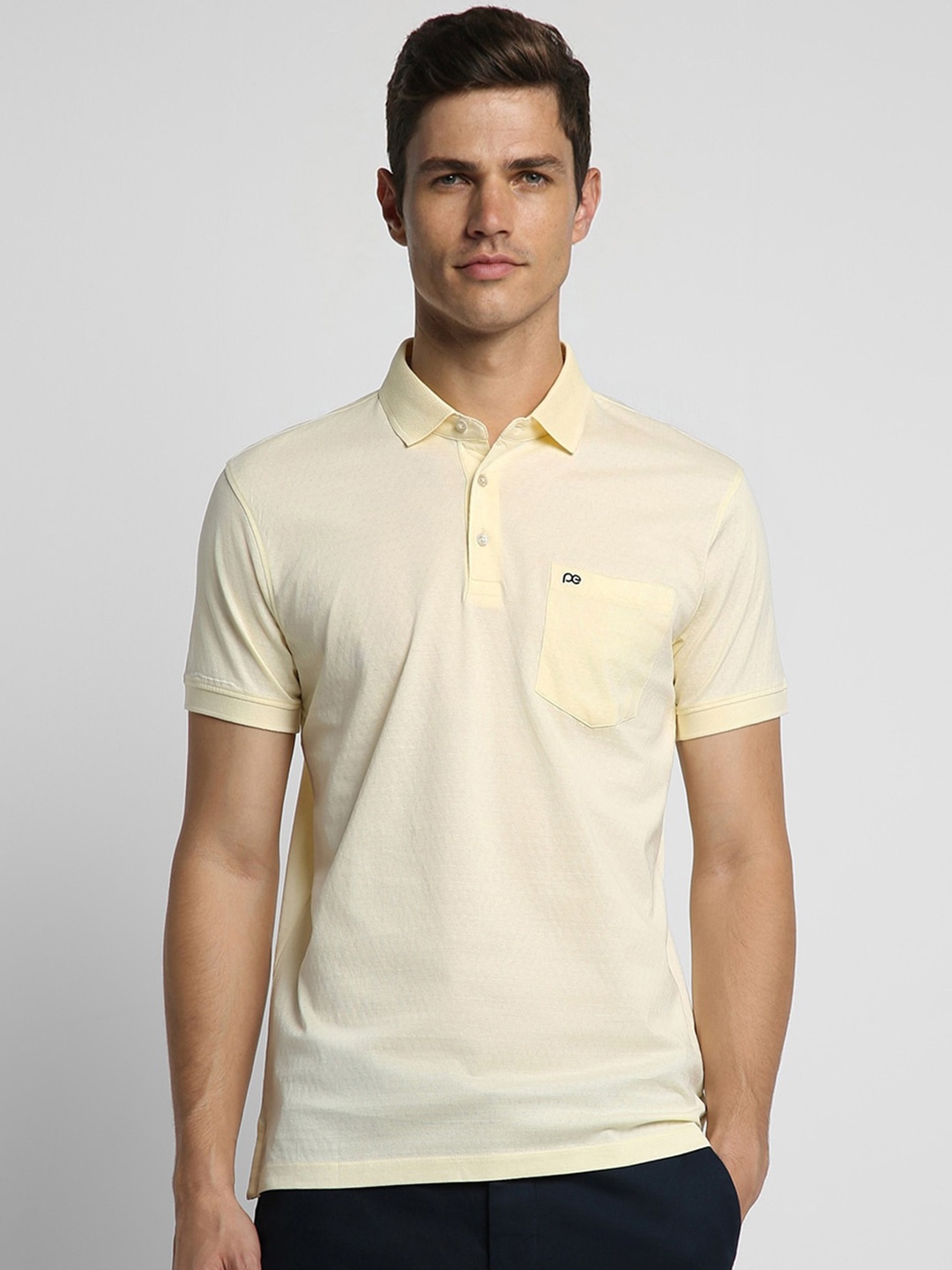 

Peter England Elite Polo Collar Slim Fit Pure Cotton Casual T-shirt, Yellow