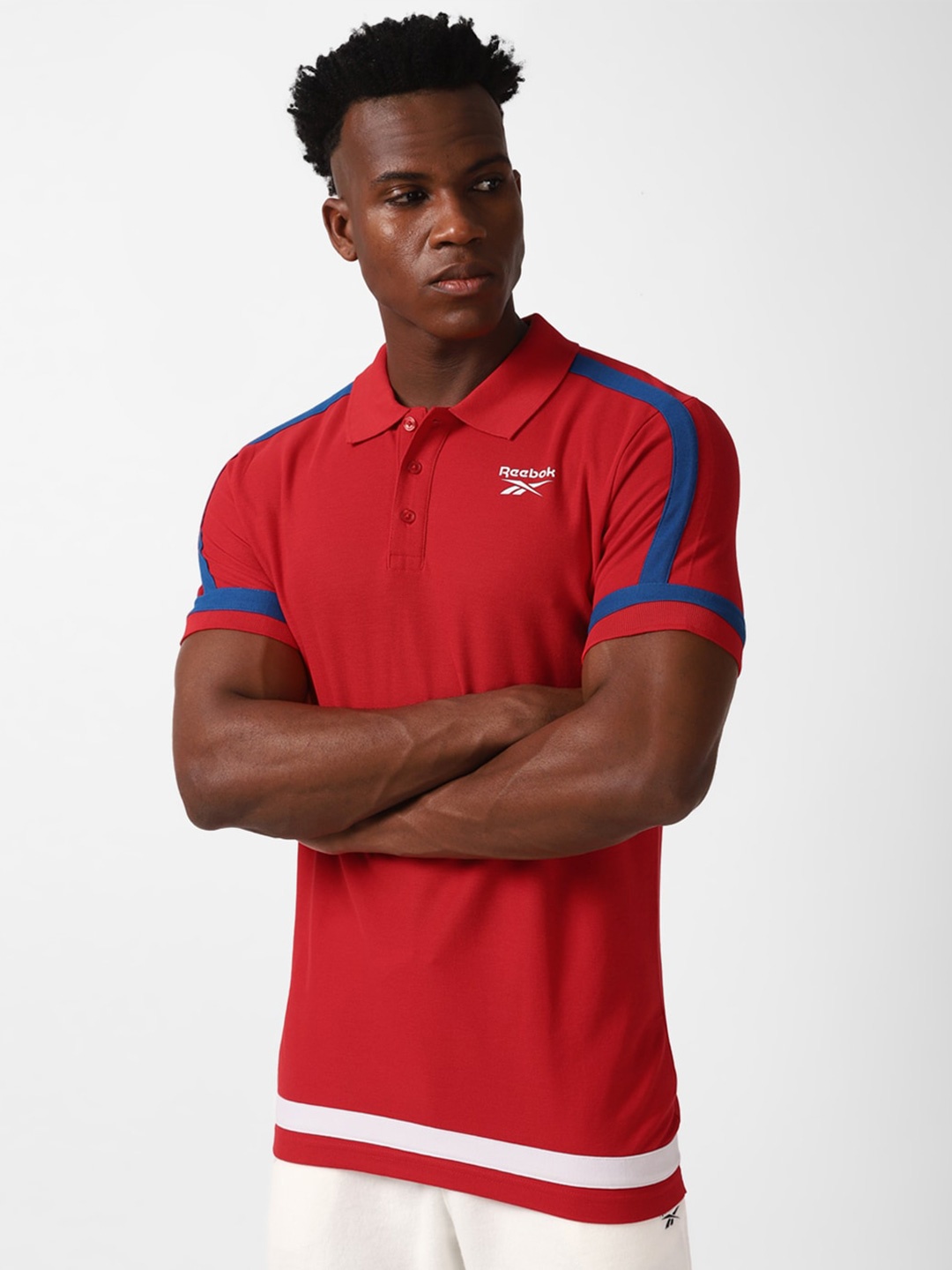 

Reebok Wce Polo Collar Pure Cotton Slim-Fit T-Shirt, Red