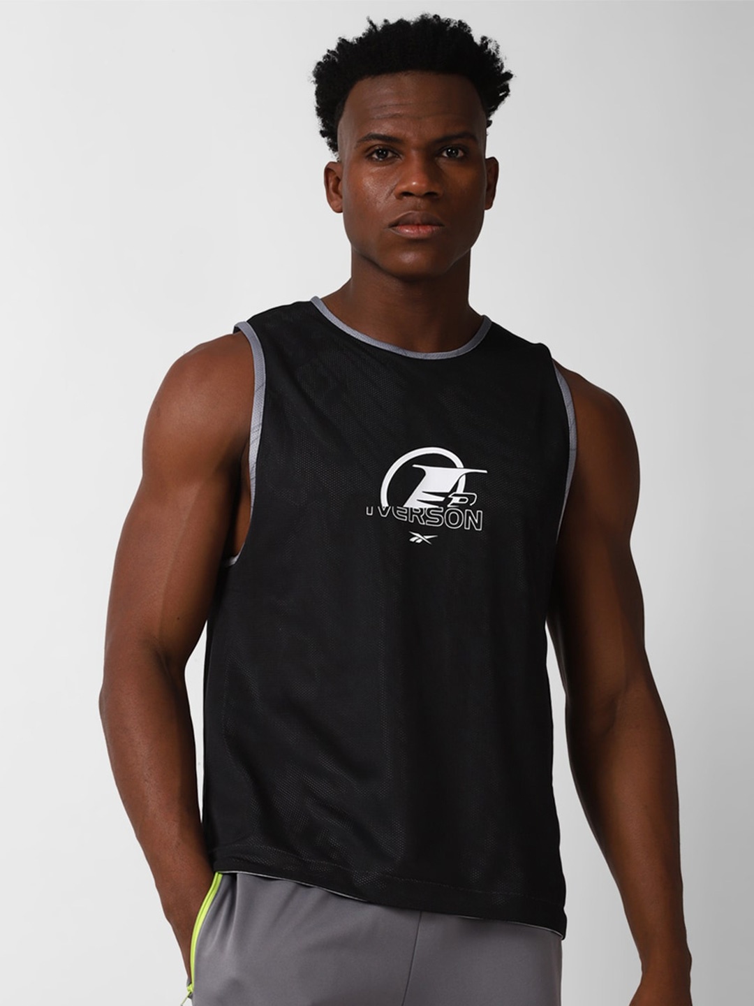 

Reebok Graphic Printed Relaxed-Fit Bb Iverson Bball Jersey Casual T-Shirt, Black