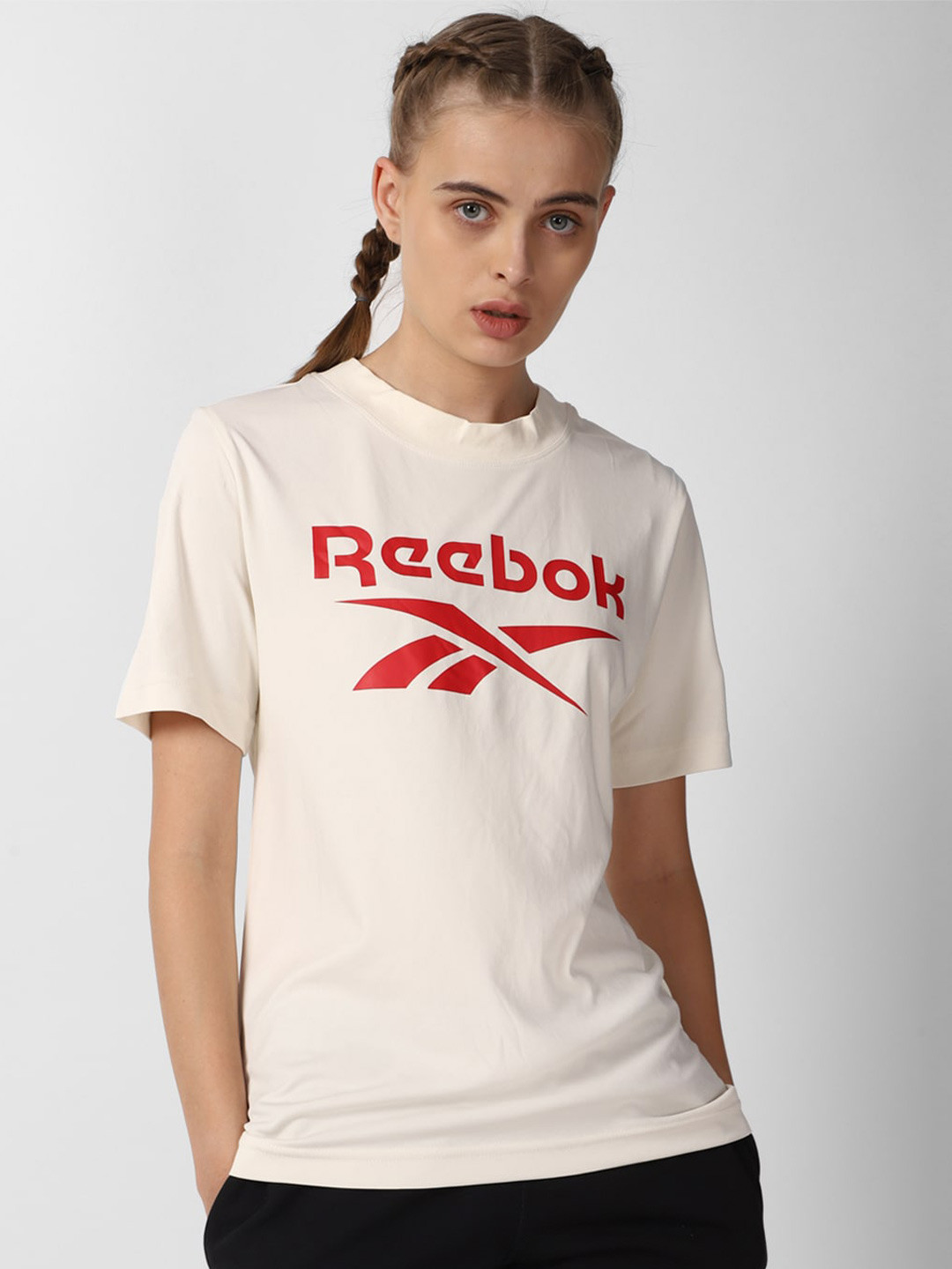 

Reebok Printed Round Neck T-Shirt, Cream