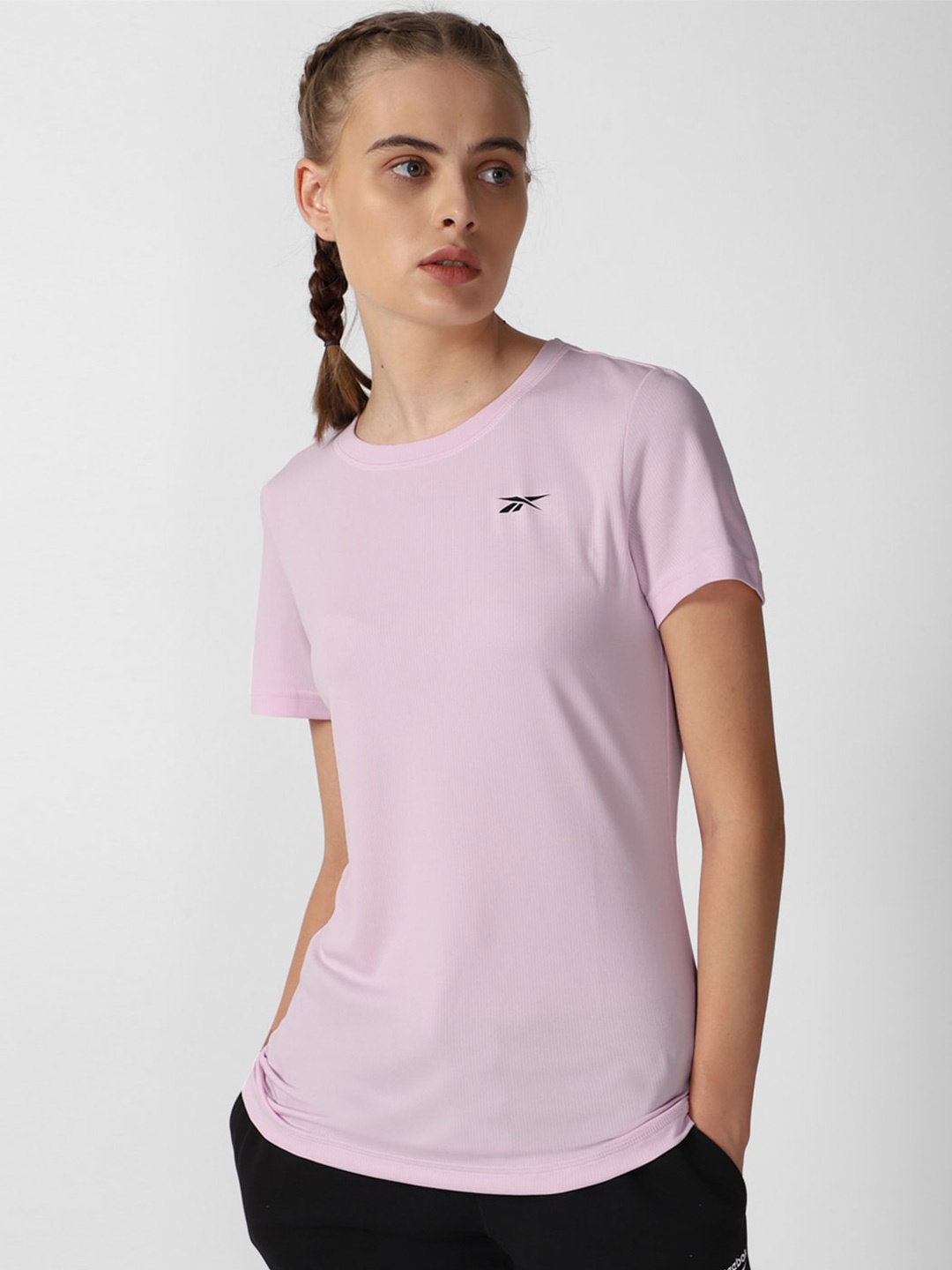 

Reebok Te W Brand Logo Printed Detail Round Neck T-Shirt, Pink