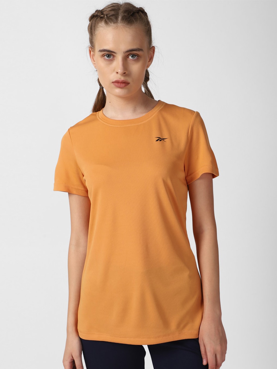 

Reebok Te W Brand Logo Printed Detail Round Neck T-Shirt, Mustard