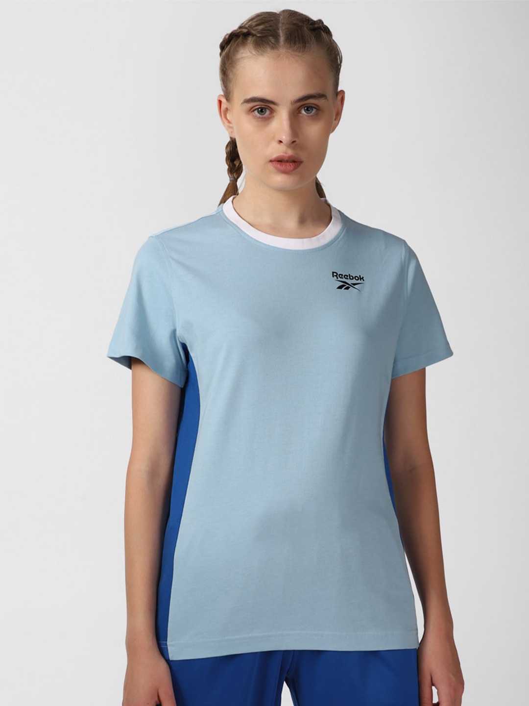 

Reebok Colourblocked Pure Cotton T-Shirt, Blue