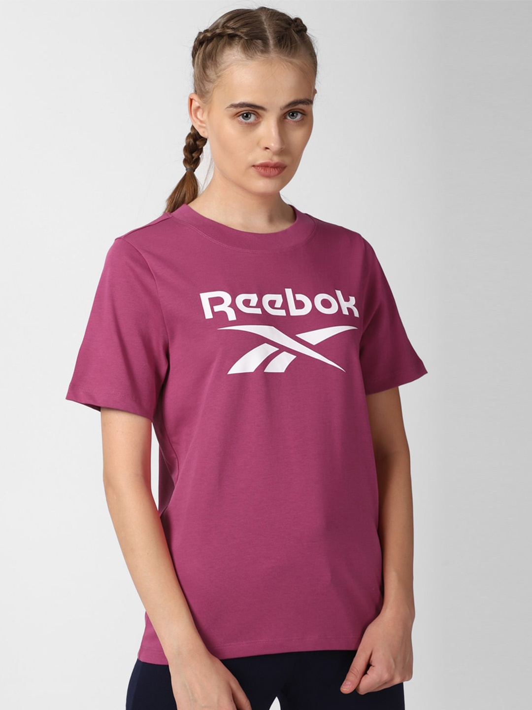 

Reebok Printed Round-Neck T-Shirt, Purple