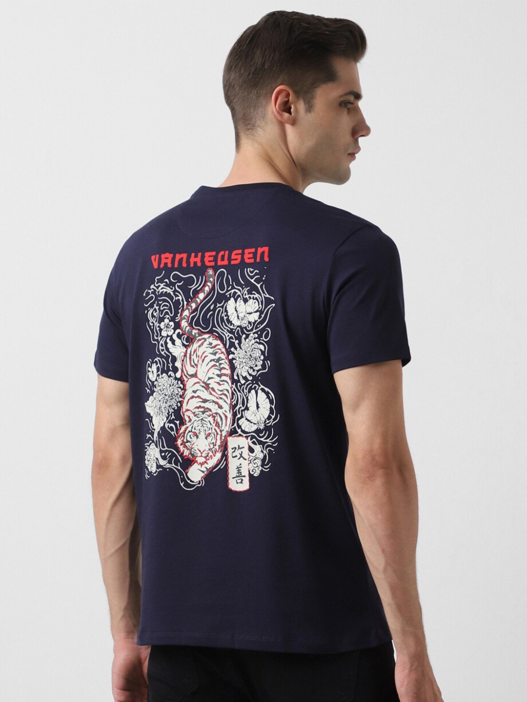 

VAN HEUSEN DENIM LABS Graphic Printed Cotton T-shirt, Navy blue