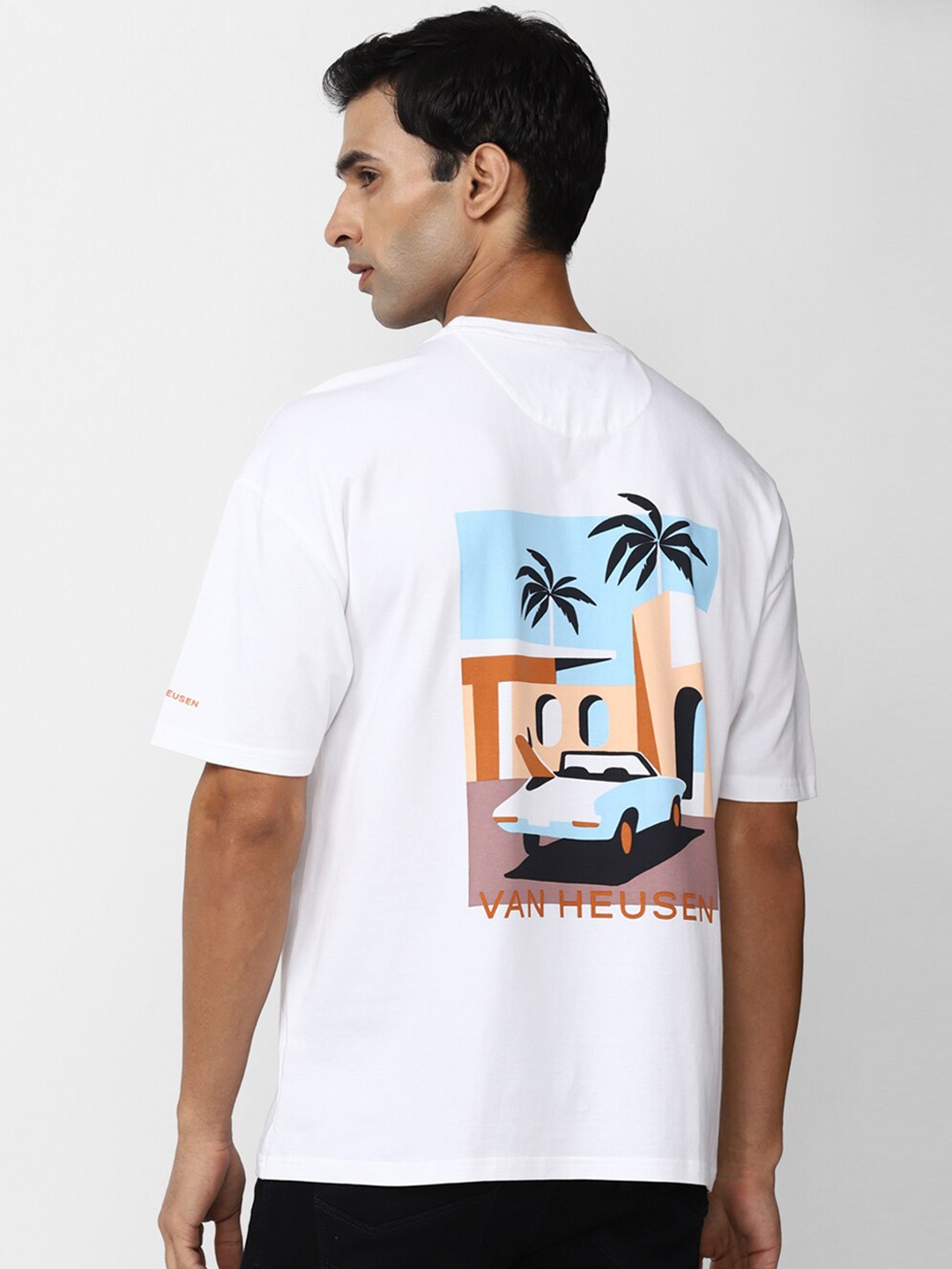 

VAN HEUSEN DENIM LABS Graphic Printed Round Neck Regular T-shirt, White