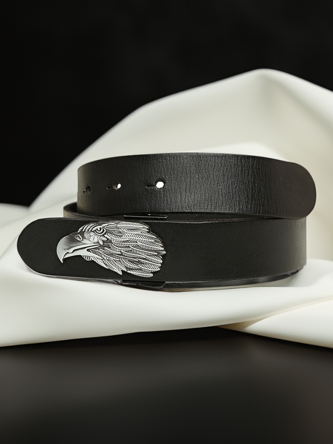 

ART N VINTAGE Men Leather Slim Belt, Black