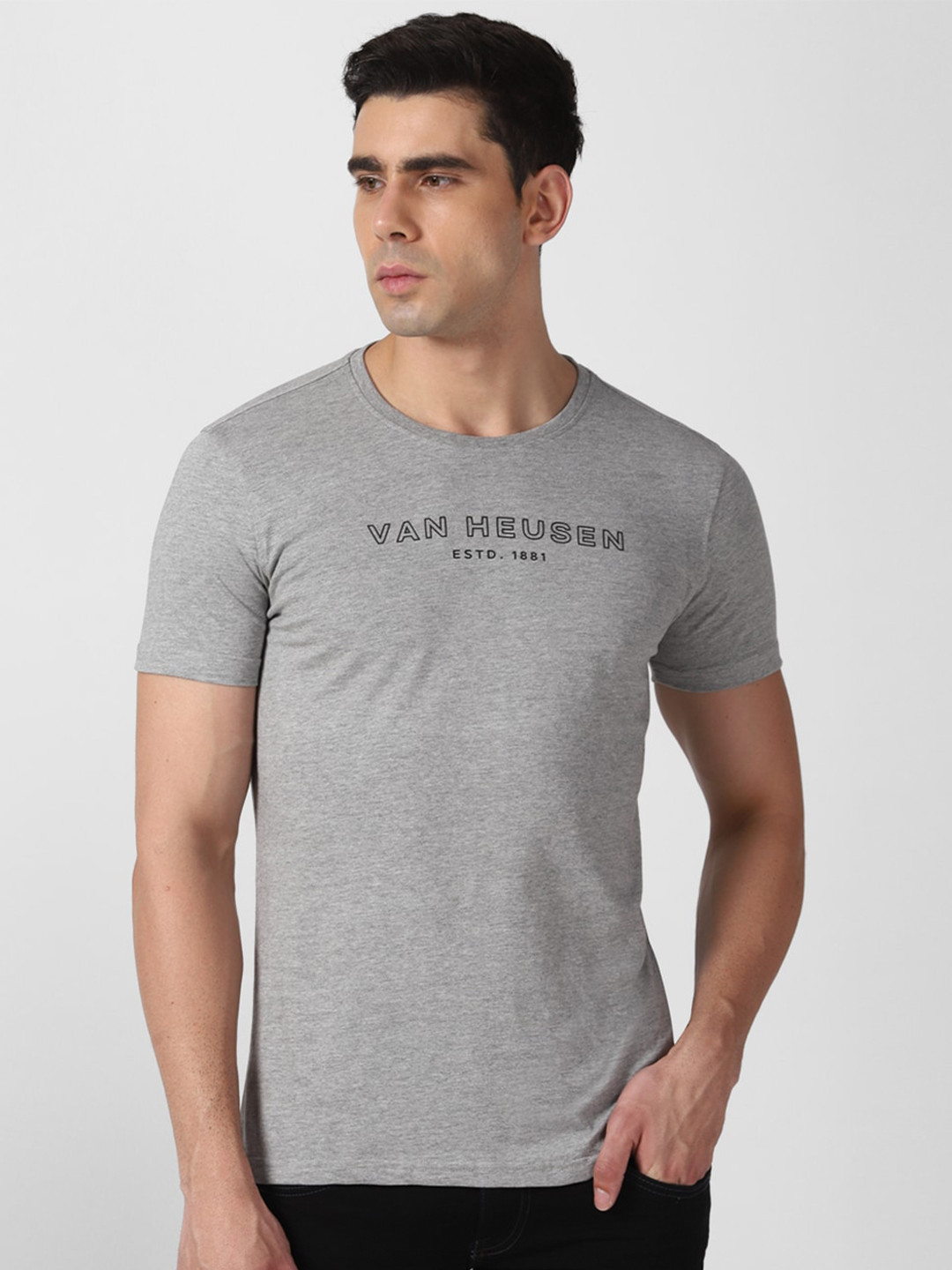 

Van Heusen Sport Typography Printed Round Neck Cotton Regular T-shirt, Grey