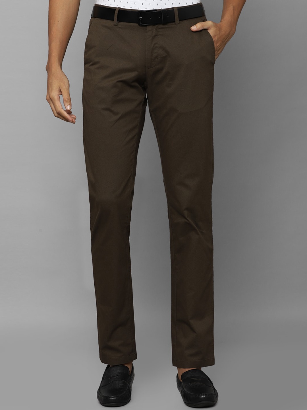 

Allen Solly Men Slim Fit Mid-Rise Cotton Chinos Trousers, Brown