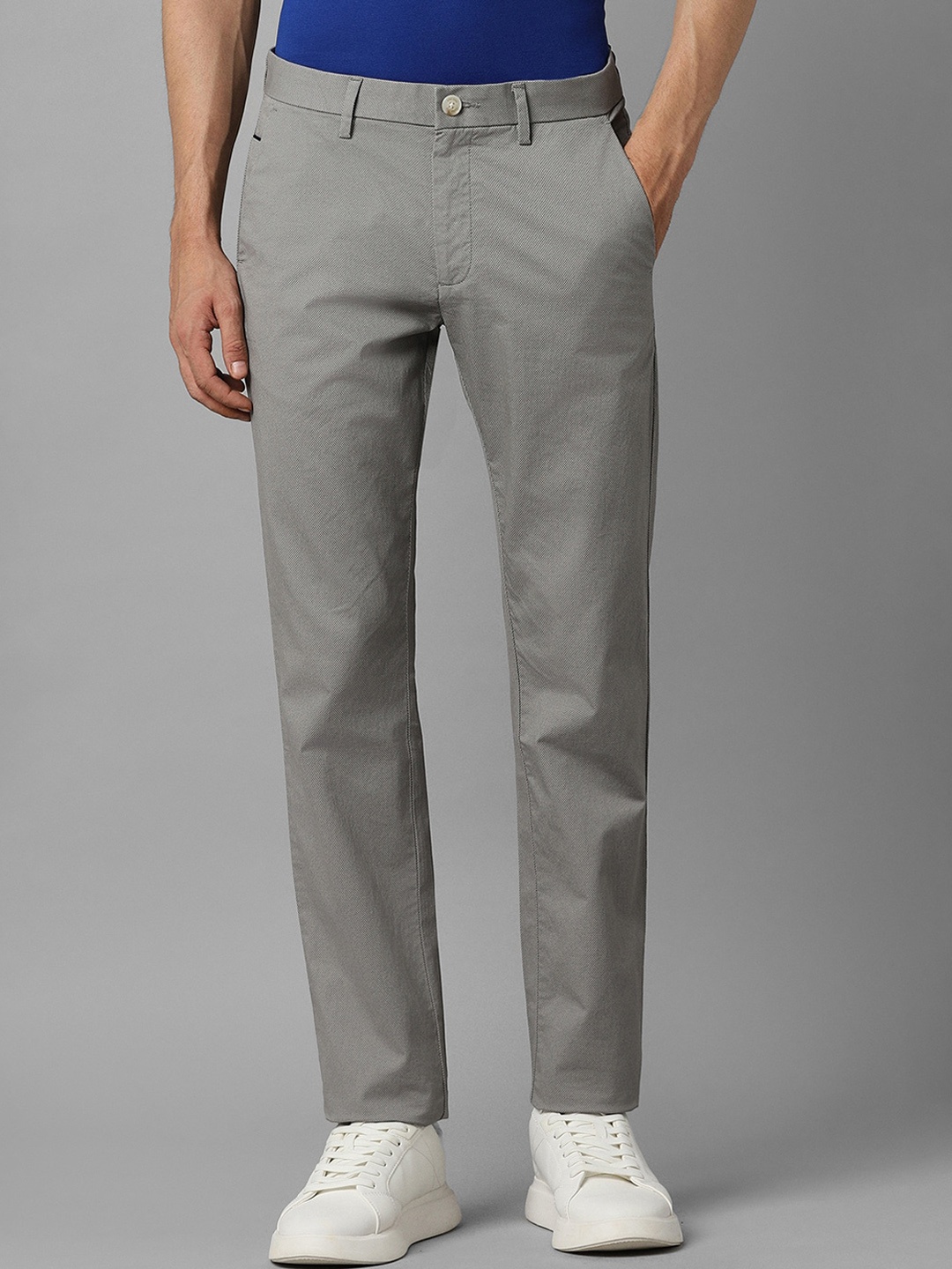 

Allen Solly Men Textured Slim Fit Trousers, Grey