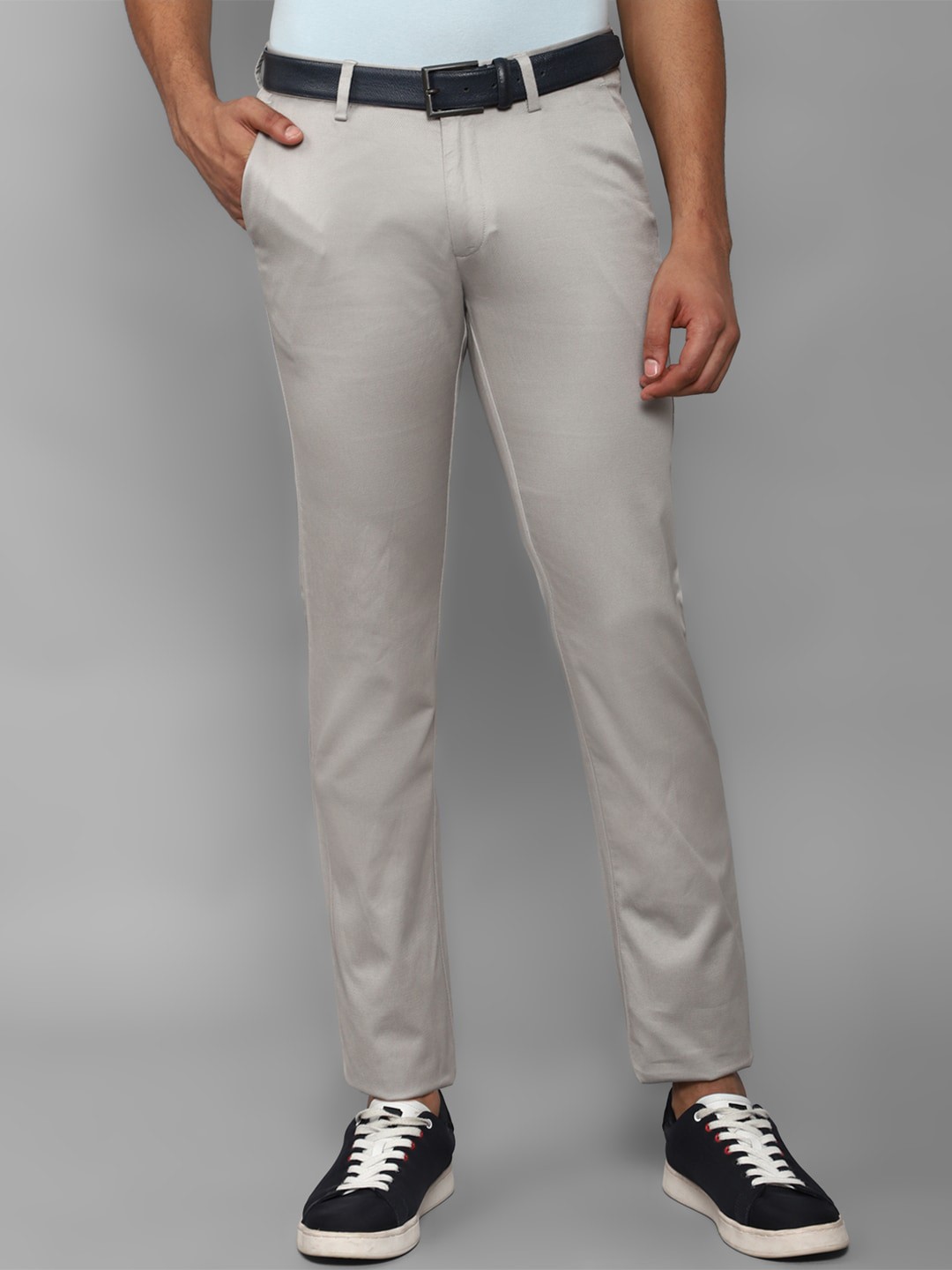 

Allen Solly Men Textured Slim Fit Trousers, Grey