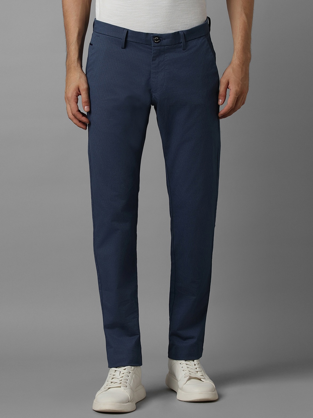 

Allen Solly Men Slim Fit Cotton Regular Trousers, Blue