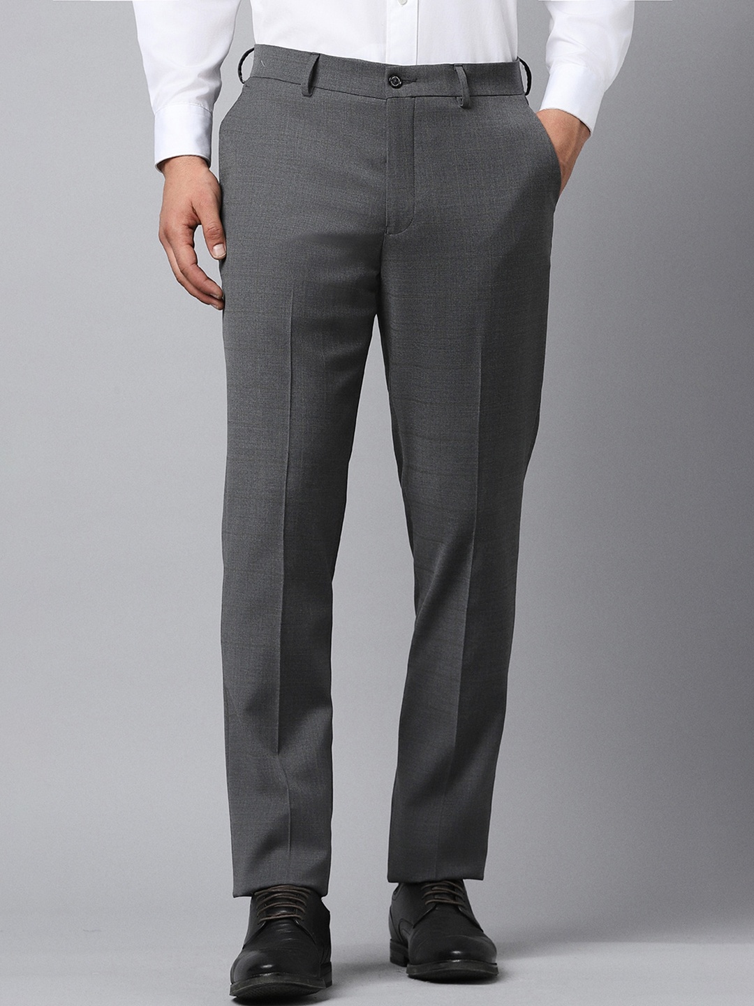 

Louis Philippe Men Mid Rise Slim Fit Formal Trousers, Grey