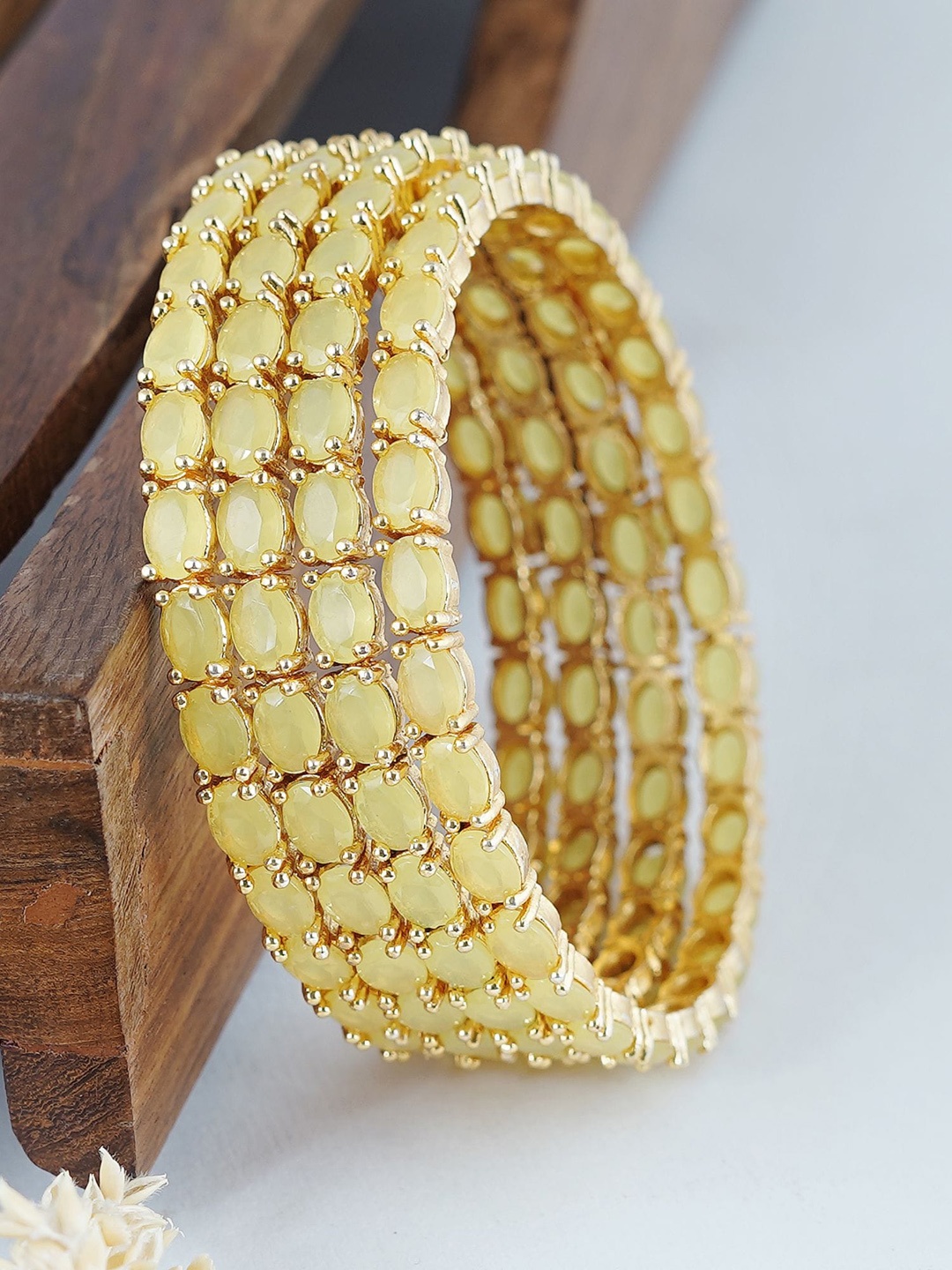 

MANSIYAORANGE Set Of 4 Gold-Plated AD-Studded Bangles