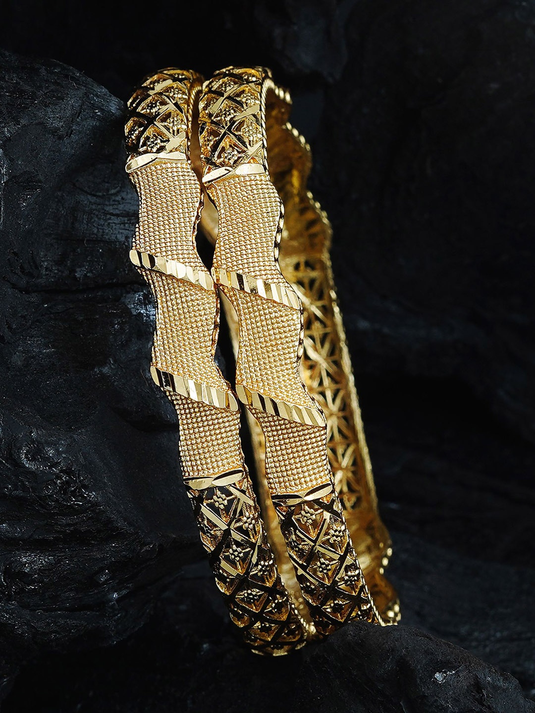 

MANSIYAORANGE Set Of 2 Gold-Plated Bangles