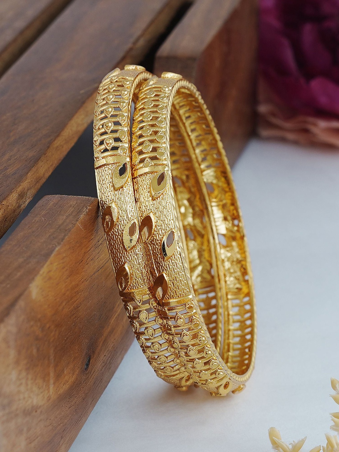 

MANSIYAORANGE Set Of 2 Gold-Plated Bangles