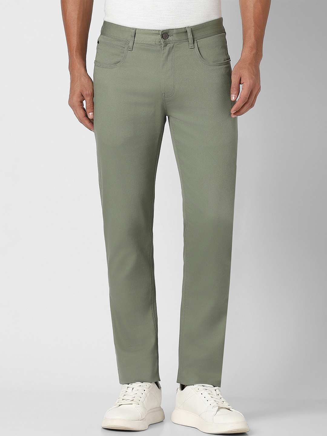

Peter England Casuals Men Mid-Rise Slim Fit Casual Trousers, Grey