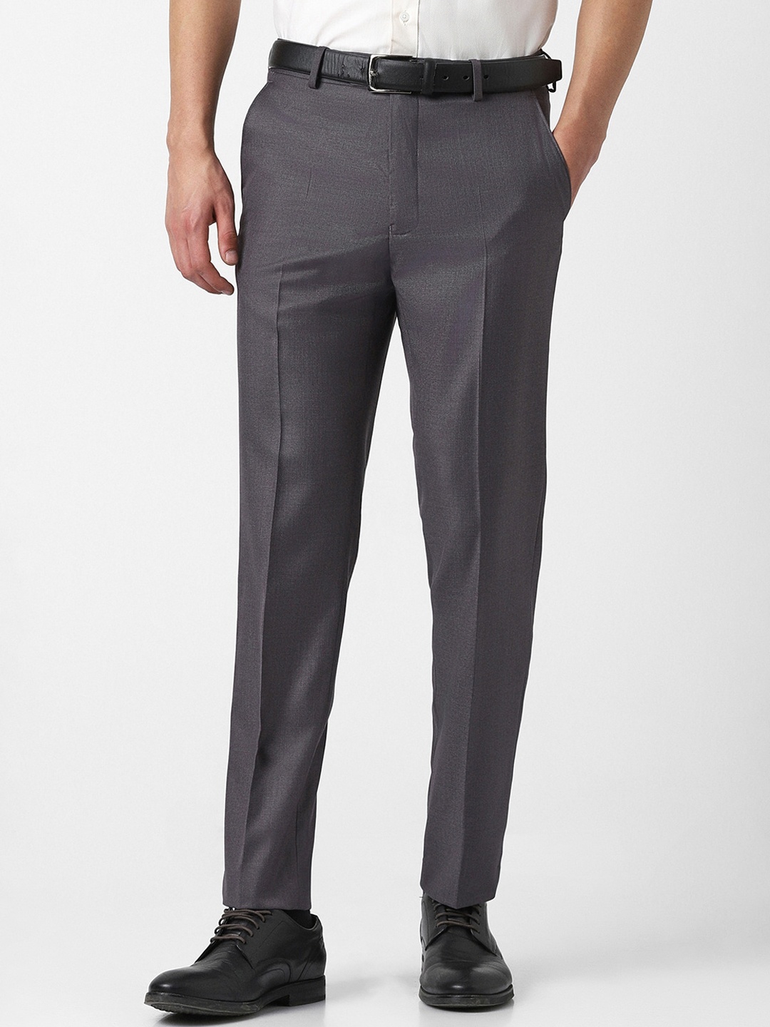 

Van Heusen Men Textured Slim Fit Formal Trousers, Grey