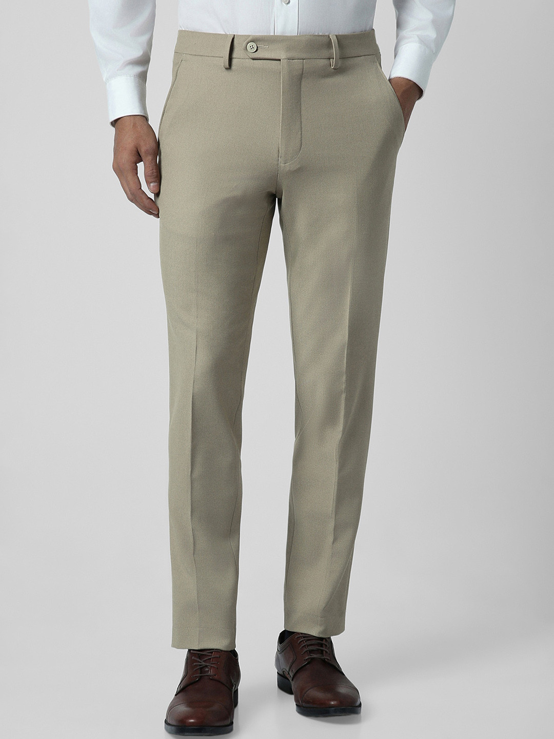 

Van Heusen Men Slim Fit Formal Trousers, Beige