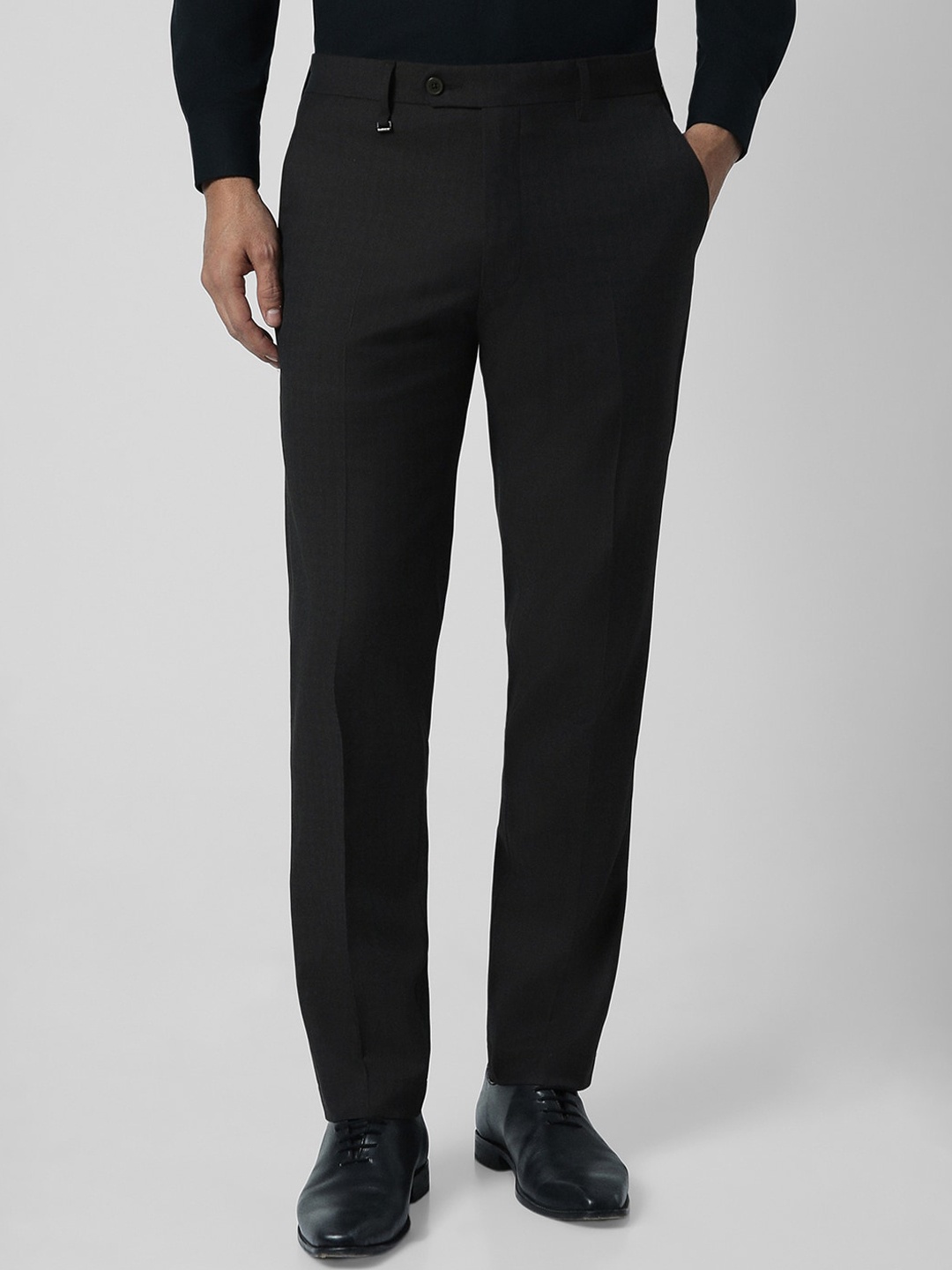 Van Heusen Men Slim Fit Formal Trousers, Black