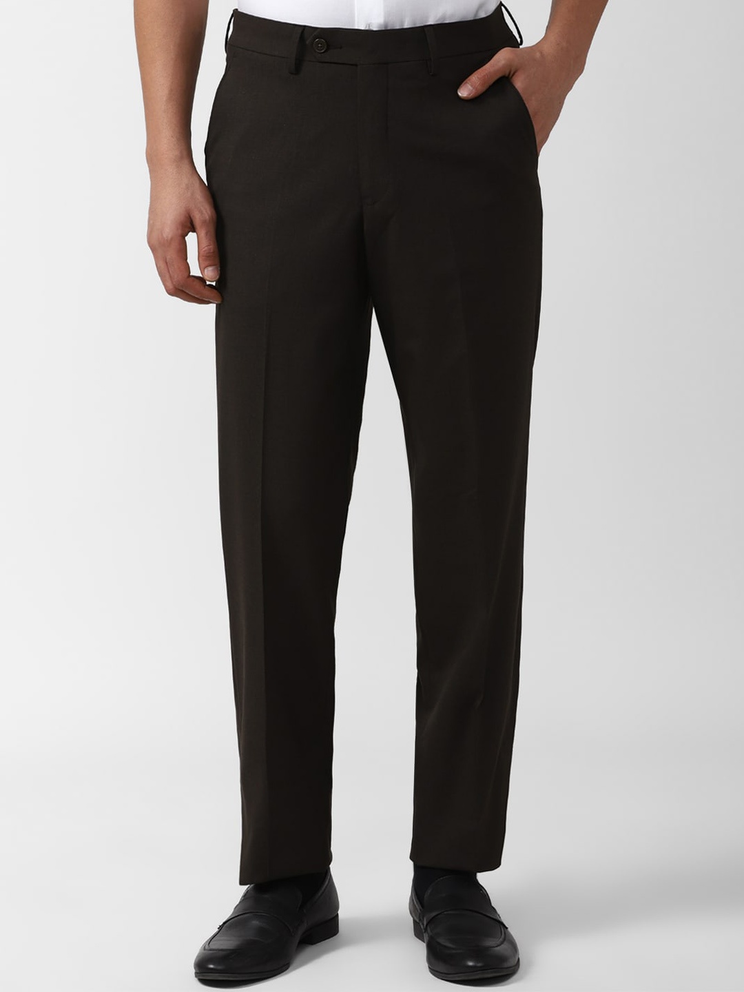 

Van Heusen Men Mid Rise Formal Trousers, Black