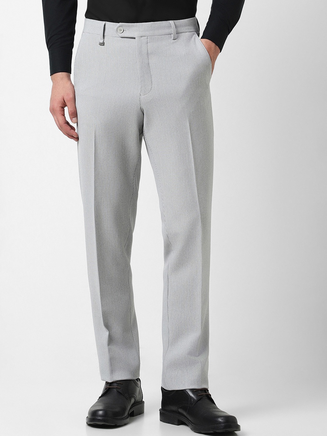 

Van Heusen Men Mid Rise Formal Trousers, Grey