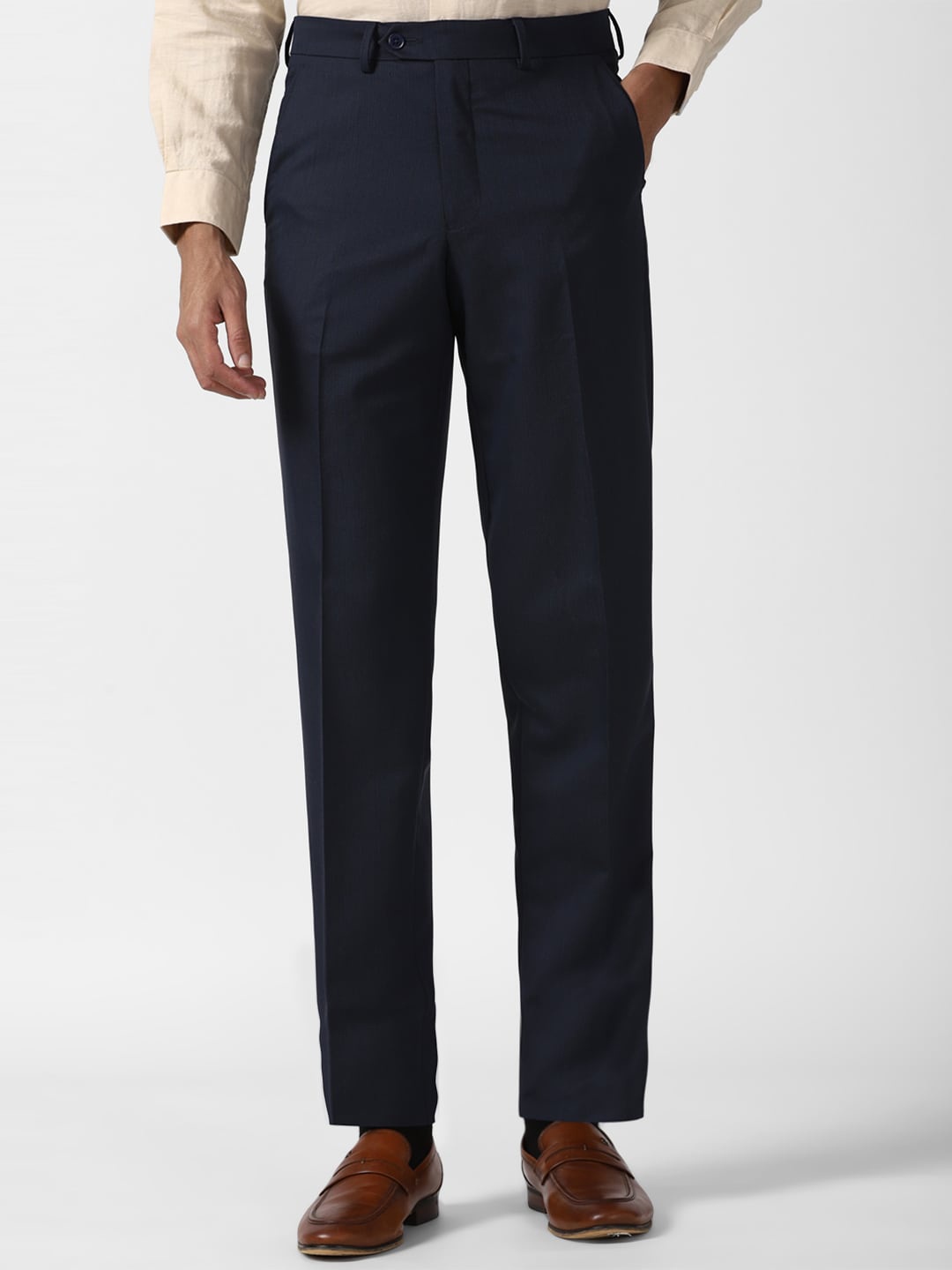 

Van Heusen Men Mid-Rise Formal Trousers, Navy blue