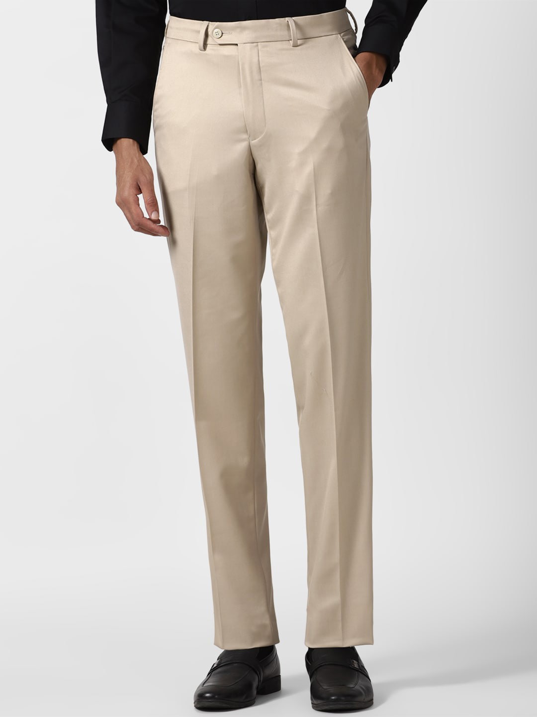 

Van Heusen Men Mid Rise Formal Trousers, Beige