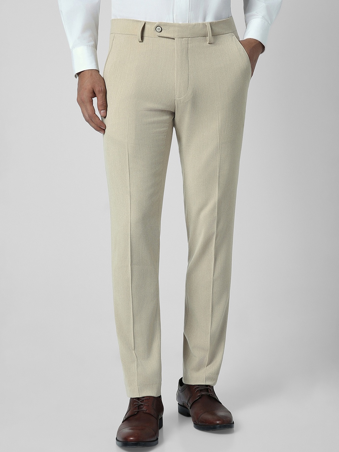 

Van Heusen Men Slim Fit Formal Trousers, Beige