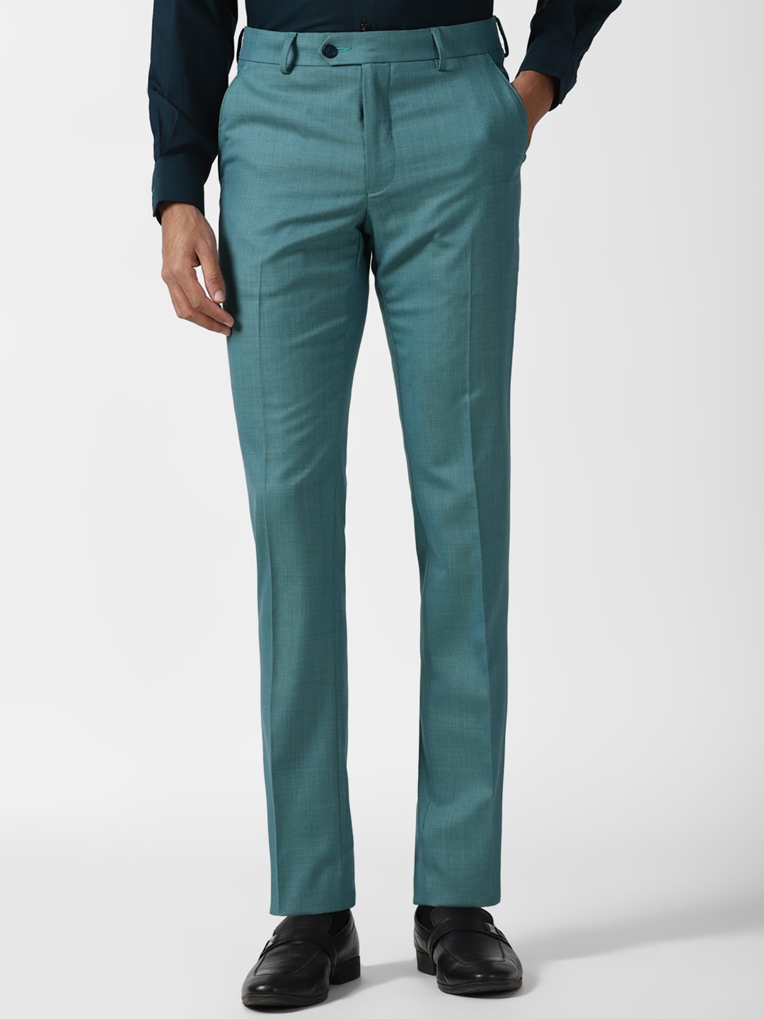 

Van Heusen Men Mid Rise Formal Trousers, Green