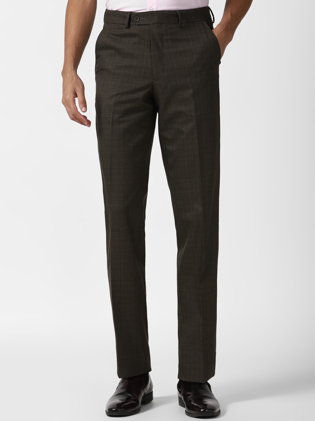 

Van Heusen Men Mid Rise Formal Trousers, Brown
