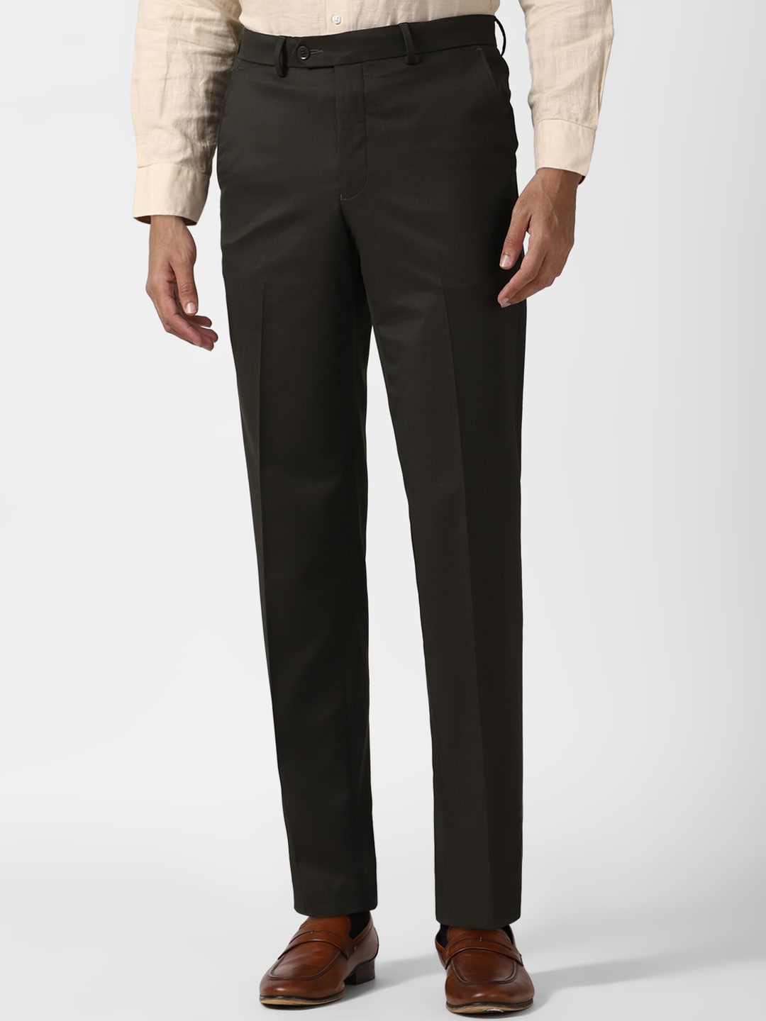

Van Heusen Men Mid Rise Formal Trousers, Olive