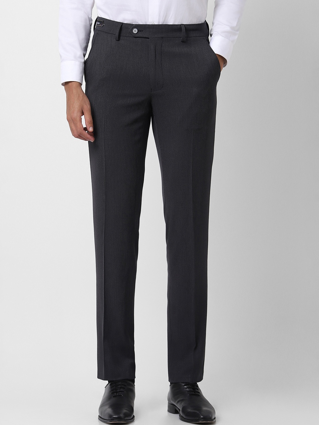 

Van Heusen Men Textured Slim Fit Trousers, Grey